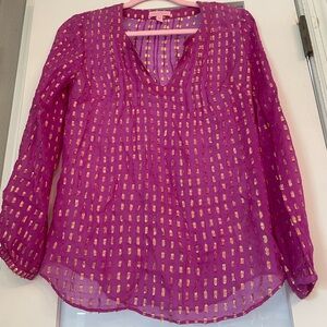 Lilly Pulitzer Fuchsia and Gold Blouse